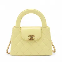 シャネル マトラッセ レザー 2WAYハンドバッグ イエロー ゴールド金具 ランダムプレート AS4416