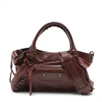 バレンシアガ ザ･ファースト レザー 2WAYハンドバッグ ブラウン 103208 ミラー付き