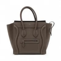 セリーヌ ラゲージ マイクロショッパー レザー ハンドバッグ グレージュ