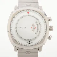 Gucci grips 157.2 SS SS QZ white dial 3 Extra Links Mickey Mouse