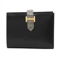 エルメス ベアン リザード ブラック シルバー金具 ◻︎R エルメス ベアンコンパクト リザード 財布 レッド シルバー金具 □K