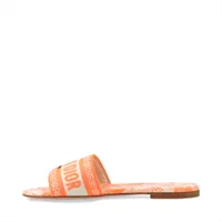 Christian Dior Dway Canvas & Leather Sandals 36 Ladies' Orange x