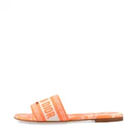 Christian Dior Dway Canvas & Leather Sandals 36 Ladies' Orange x