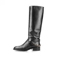 シャネル ココマーク 22AW レザー ロングブーツ 38C レディース グレー