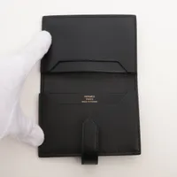 エルメス ベアンミニ ボックスカーフ カードケース ブラック ゴールド 