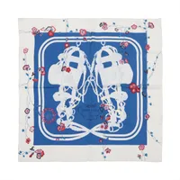 エルメス カレ90 BRIDES de GARA ブリッドドゥガラ スカーフ シルク ブルー×ホワイト