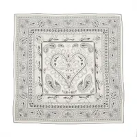 エルメス カレジェアン CHEVAL DE COEUR BANDANA ストール カシミヤ×シルク ブラック×ホワイト