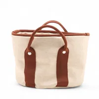 エルメス ガーデンパーティ サックアビシェット トワルアッシュ ベージュxブラウン シルバー金具