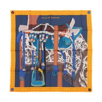 エルメス カレ90 SELLE DE DIGNITAIRE 高官の鞍 スカーフ シルク オレンジ