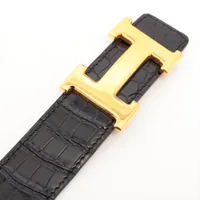 エルメス Hベルト ○Z:1996 ベルト 90 ポロサス ブラック×ゴールド