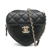 CHANEL シャネル ハートバッグ チェーンショルダーバッグ ブラック ラムスキン ゴールド金具 AP2784 シャネル マトラッセ ハート チェーン クラッチ バッグ ブラック 黒