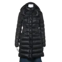 .2015【QR鑑定済・美品】モンクレール　HERMINE ダウンコートAライン MONCLER（モンクレール） 美品/国内正規 HERMINEエルミンヌ アームロゴ
