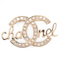 Chanel Coco Mark Logo L23B Brooch GP x rhinestone x imitation