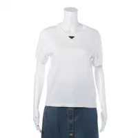 プラダ 23年 コットン トライアングルロゴ ロンT 長袖シャツ トップス プラダ トライアングルロゴ 24年 コットン Tシャツ XS レディース