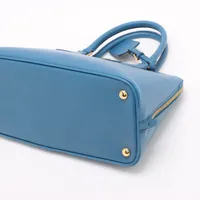 プラダ サフィアーノラクス レザー ハンドバッグ ブルー BL0837