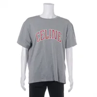セリーヌ エディ期 24SS コットン Tシャツ XL メンズ グレー×レッド