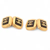 CHANEL シャネル ネクタイピン カフス 3点セット ゴールド×ブラック シャネル ネクタイ/ネクタイピン/カフス｜中古ブランド品・ブランド