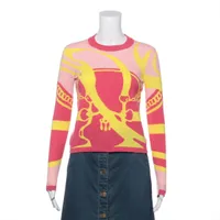 エルメス カシミヤ ニット 36 レディース ピンク×イエロー 2H2664D2