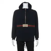 Gucci Sherry Line Cotton Hoodie XS Men's Navy Blue 644656 Half-zip