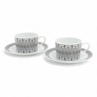 エルメス サーカス カップ&ソーサー 陶器 イエロー×ブルー 底印「ひげ