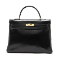 エルメス ケリー35 ルトゥルネ ボックスカーフ ブラック ゴールド金具 ○I:1979年