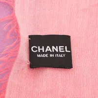 美品 イタリア製 シャネル ココマーク モダールストール ライトピンク ロゴ刺繍 シャネル ココマーク ロゴ ストール カシミヤ×シルク ピンク ZZ027519