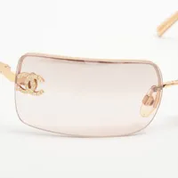 CHANEL シャネル サングラス ココマーク 4104B ゴールド クリアベージュ メタル レディース ラインストーン 美品【本物保証】 シャネル 4104-B ココマーク サングラス GP×ラインストーン ゴールド