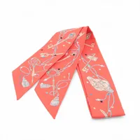ま HERMES ツイリー オレンジ シルク スカーフ エルメスツイリー オレンジ/白 レディース シルク100％ スカーフ