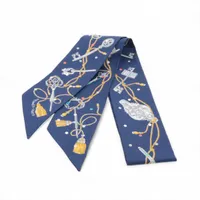 エルメス ツイリー LES CLES 鍵 スカーフ シルク ネイビー YZ079651