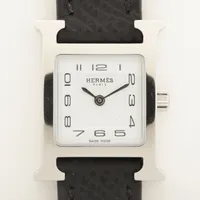 エルメス HERMES Hウォッチ レディース クォーツ 腕時計 GP/革 ホワイト文字盤 HH1.201 中古 新入荷 HE0869 HERMES - エルメス HERMES Hウォッチ レディース クォーツ 腕時計 GP