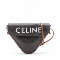 CELINE セリーヌ オーバルパース キュイル トリオンフ ショルダーバッグ ブラック レザー セリーヌ オーバルパース キュイル トリオンフ レザー ショルダー