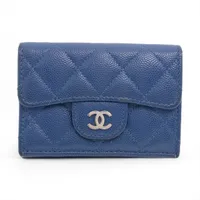 CHANEL  31番台⭐︎  マトラッセ　キャビアスキン　コンパクトウォレット シャネル マトラッセ キャビアスキン コンパクトウォレット ブルー