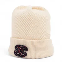 モンクレール BERRETTO TRICOT ニットキャップ ウール アイボリー