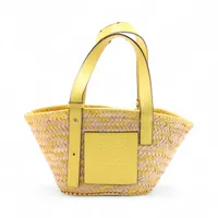 ロエベ LOEWE バスケットバッグ スモール トートバッグ かごバッグ ラフィア レザー ナチュラル グリーン A223S93X04 中古 新入荷 OB1534 LOEWE（ロエベ） バスケットバッグ スモール トートバッグ A223S93X04