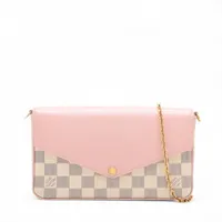 ヴィトン ダミエ アズール×レザー ポシェットフェリシー N60235 ホワイト×ピンク