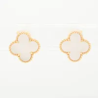 美品 ヴィンテージ アルハンブラ イヤリング Au750 ヴァンクリーフ&アーペル ヴィンテージアルハンブラ シェル イヤリング