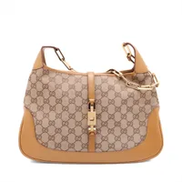 【GUCCI】ジャッキー　ショルダーバッグ　ベージュ系　キャンバス　レザー グッチ GGキャンバス ジャッキー キャンバス×レザー チェーン