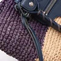 バレンシアガ パニエXS ラフィア×レザー ハンドバッグ マルチカラー