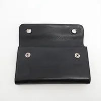 クロムハーツ ウェーブ ウォレット レザー ブラック×シルバー クロス