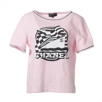 美品 シャネル スポーツライン ココマーク　Tシャツ チビT ストレッチ　40 CHANEL（シャネル） Tシャツ カットソー ロゴ ココマーク 黒 コットン