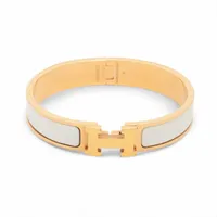 HERMES エマイユ バングル ブレスレット エルメス ゴールド　ホワイト エルメス ブレスレット/バングル｜ホワイト(白)｜中古ブランド品