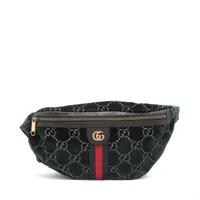 グッチ GGベルベット ベルベット×レザー ボディバッグ グリーン 574968