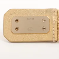 シャネル ロゴ B24C ベルト 75 GP×レザー×ラインストーン ゴールド