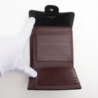 シャネル マトラッセ ラムスキン コンパクトウォレット ブラック