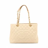 シャネル CHANEL トートバッグ キャビアスキン GST チェーントートバッグ ベージュ シャネル GST キャビアスキン チェーントートバッグ ベージュ ゴールド