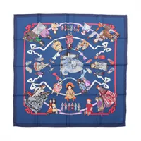 エルメス カレ90 LES ROBES 馬の毛色 スカーフ シルク ブルー A3099128