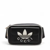 Gucci x Adidas Leather Sling backpack Black × White 722141