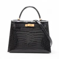 エルメス ケリー28 セリエ ボックスカーフ ブラック ゴールド金具 D