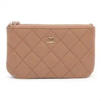 Chanel Matelasse Caviar Skin Coin Purse Beige Gold Metal Fittings 