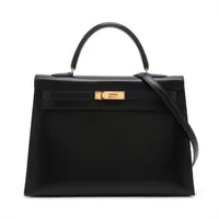 エルメス ケリー32 セリエ ボックスカーフ ブラック ゴールド金具 ○W